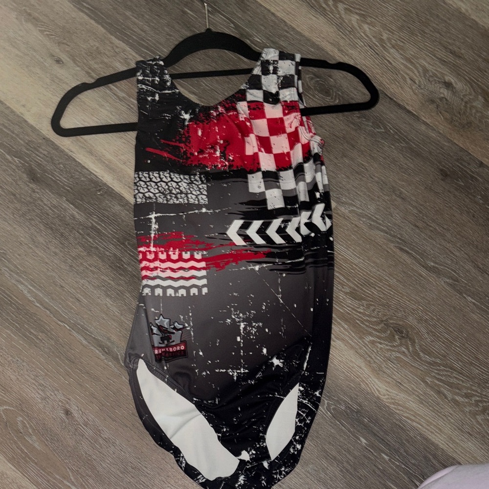 GK Elite Leotard Black, Red, and White